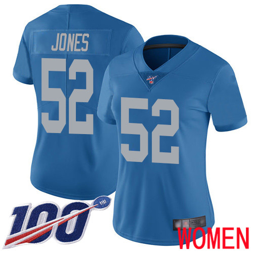 Detroit Lions Limited Blue Women Christian Jones Alternate Jersey NFL Football #52 100th Season Vapor Untouchable